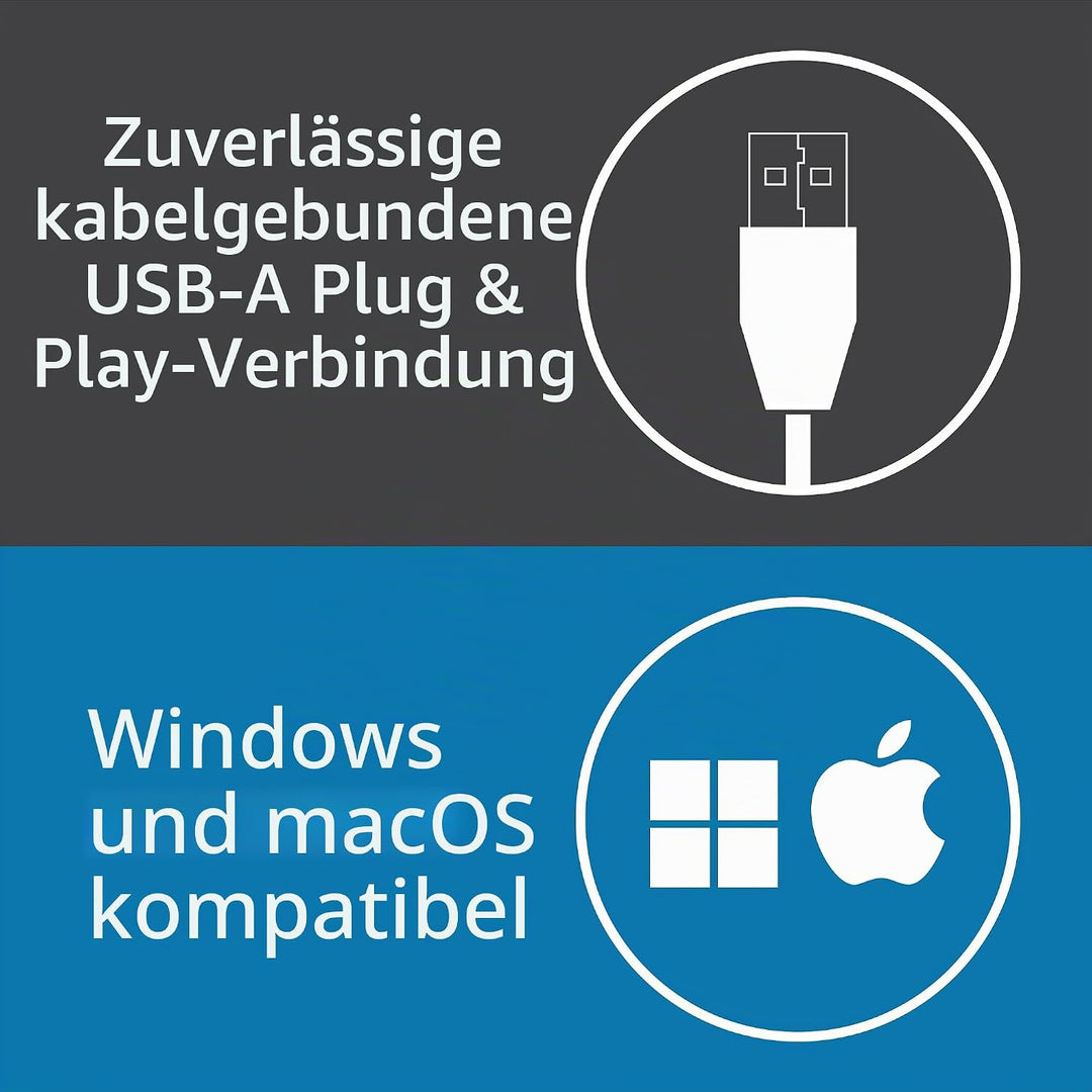 Kensington kabelgebundene ergonomische Full-Size-Maus, Pro Fit Computermaus mit Kabel für Laptop, De
