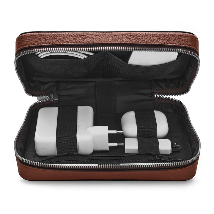 Woolnut Tech-Organizer aus Leder für Apple Zubehör - Cognac Braun, Cognac Braun