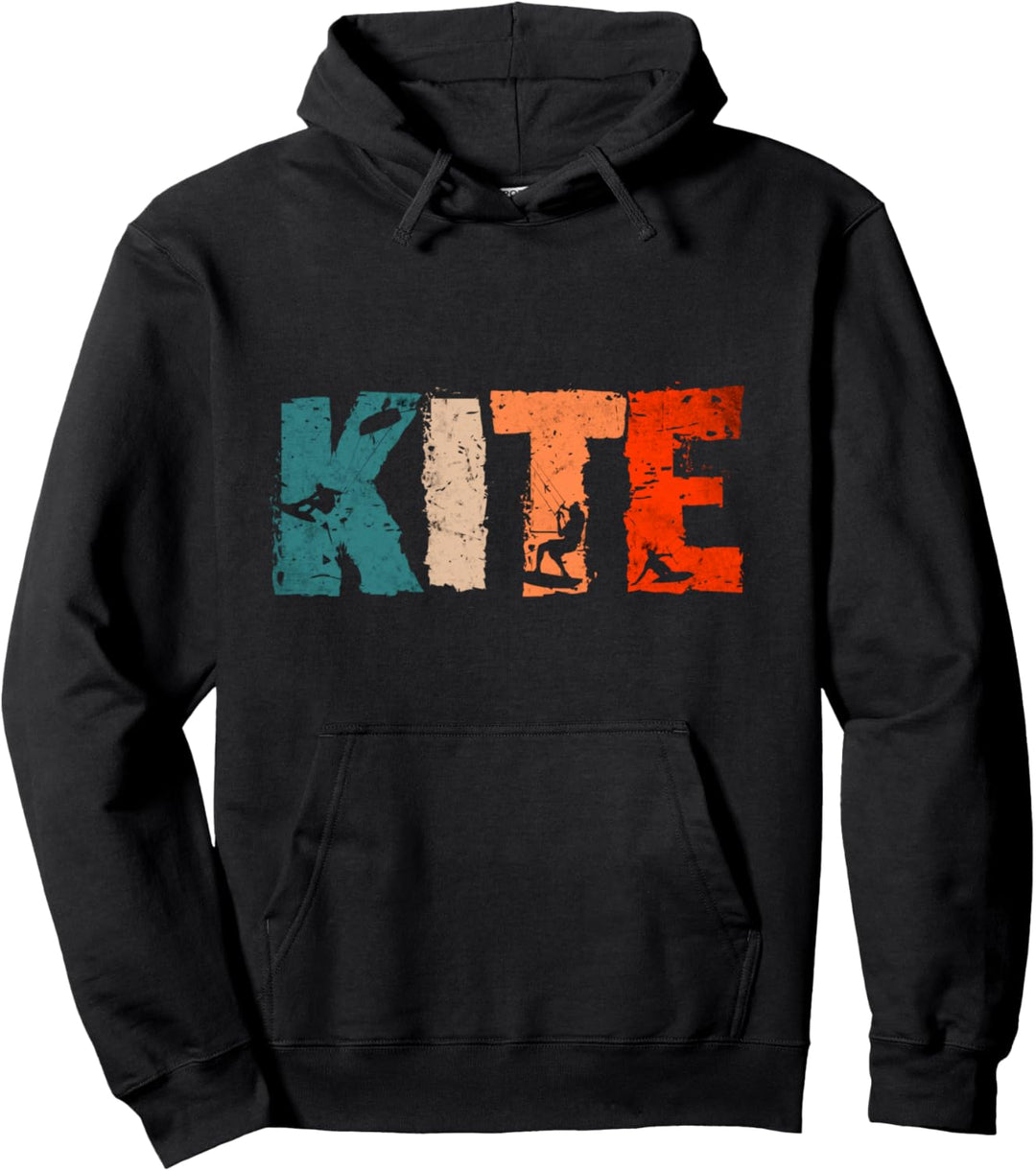 Retro Kite Kitesurfing Motiv mit Kitesurfer Pullover Hoodie