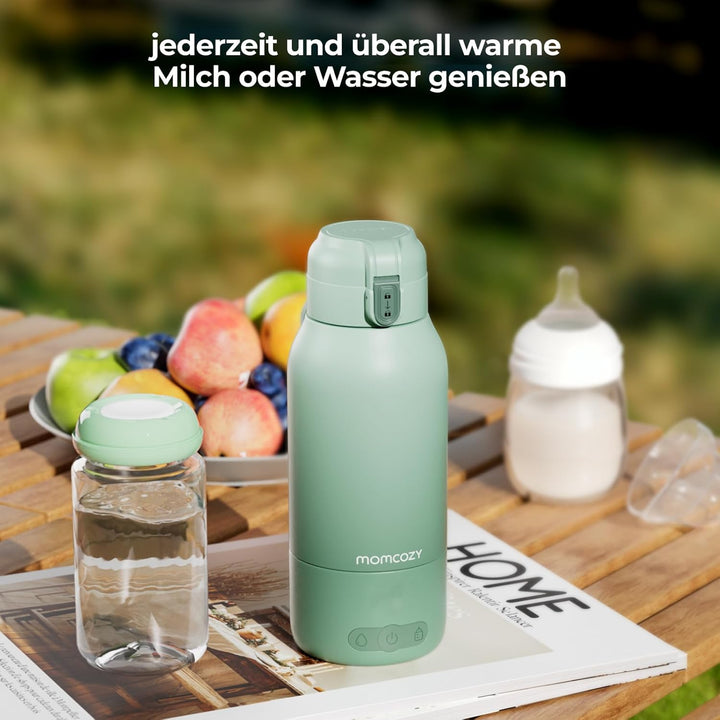 Momcozy MW05 Tragbarer Flaschenwärmer Baby für unterwegs, 500ml Kapazität + 24x Nutzung/Akku &amp; Momco