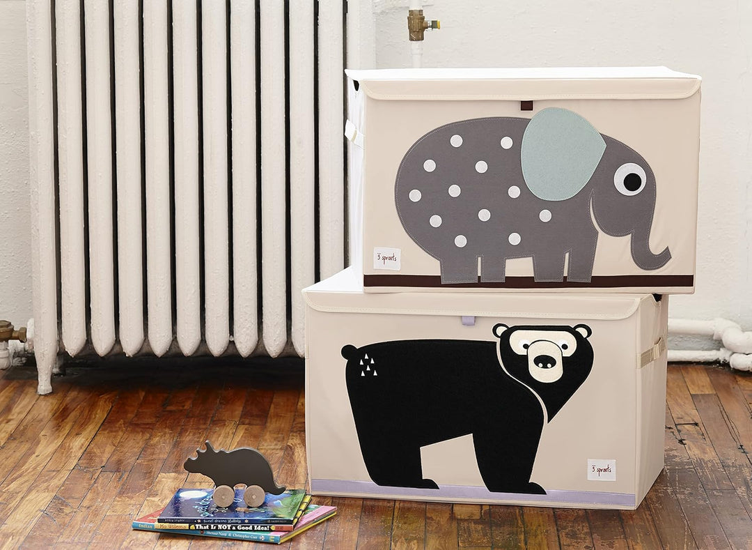 3 Sprouts - Spielzeugtruhe für Kinder - Ablagetruhe für Jungen- und Mädchenzimmer, Bär