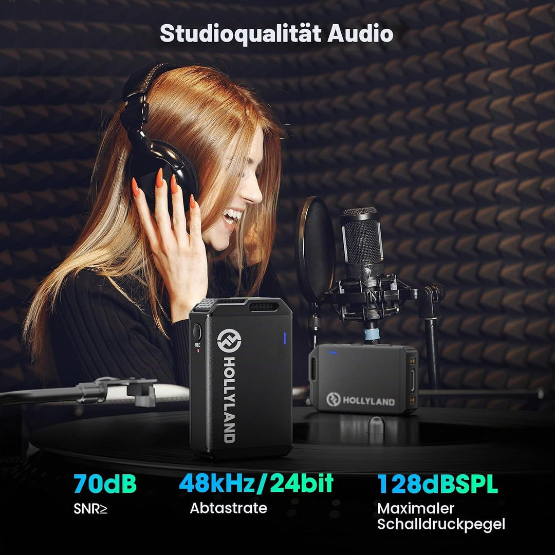 Hollyland Lark MAX Lavalier Mikrofon Wireless mit 2 Externe Mikrofone, 48kHz/24 bit Audioqualität EN