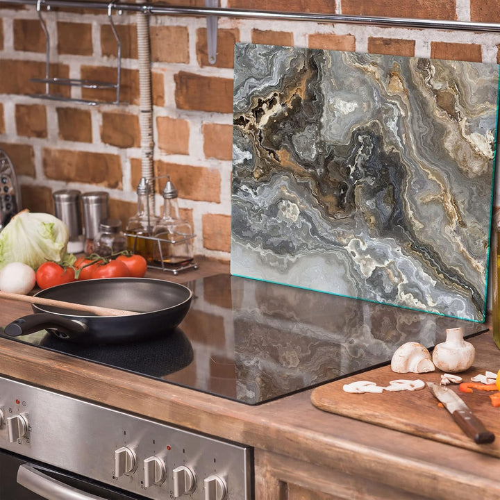 TMK ArtDeko Herdabdeckplatte 1 Teilig 60x52 cm - Spritzschutz Herdabdeckung – Herdschutz aus Sicherh