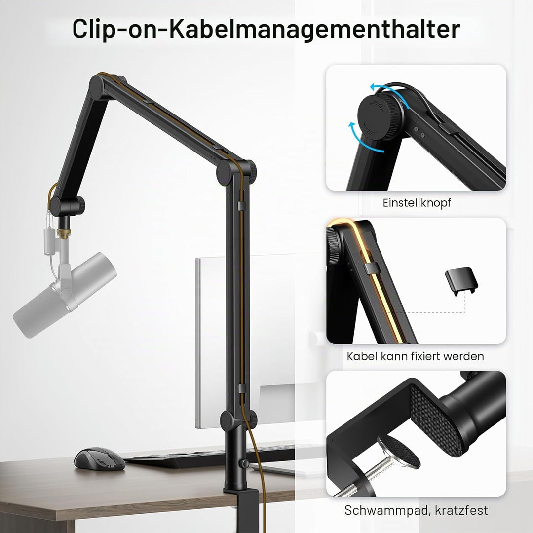 Mikrofon Arm,Aokeo AK-49 Mikrofon Ständer Arm für HyperX QuadCast,SoloCast,Elgato Wave,Shure SM7B,Bl