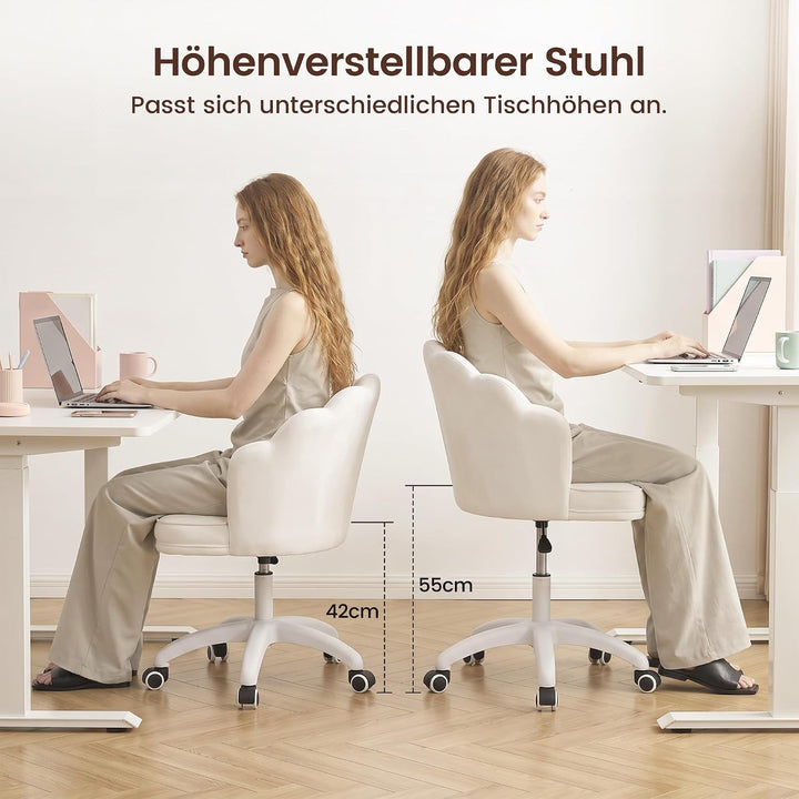 Hawthyhome Schminktisch Stuhl mit Samtbezug &amp; Kopfkissen, Beige Abgerundet Beige, Abgerundet Beige