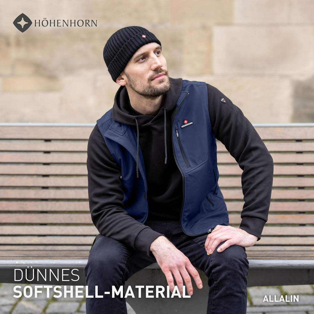Höhenhorn Allalin Herren leichte Weste Softshell Outdoor Jogging Softshellweste Jacke L Dunkelblau,