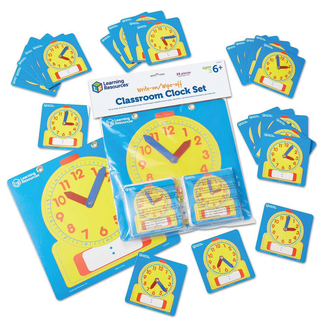 Learning Resources Set abwischbarer Uhren für das Klassenzimmer