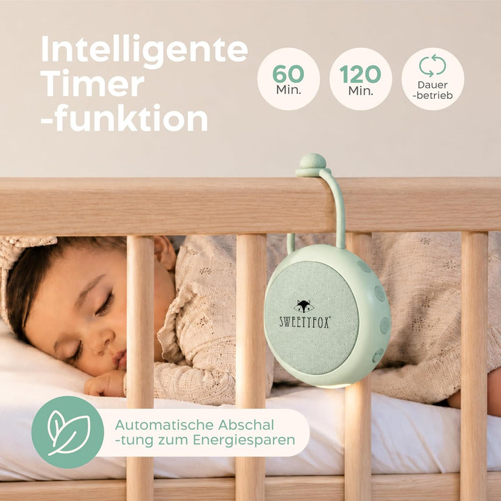 Sweety Fox White Noise Machine Baby - Nachtlicht &amp; Einschlafhilfe Babys, USB Aufladbar - Weisses Rau