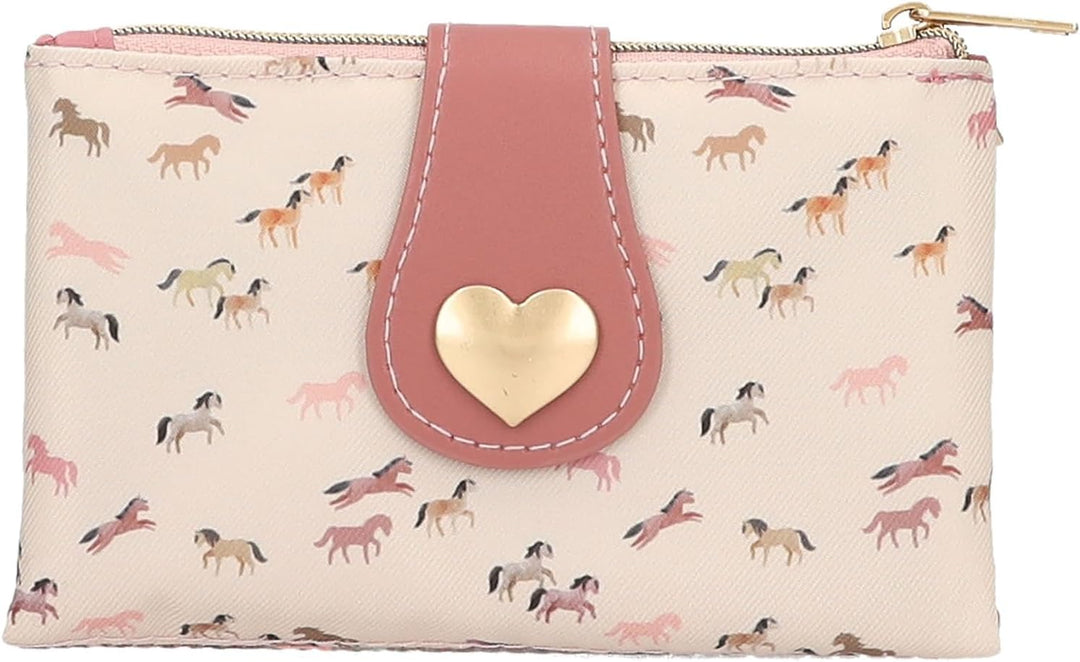 Depesche 13970 Miss Melody Blossom Pony - Portemonnaie in Rosa, mit Pferde Motiv, Pferde Muster und