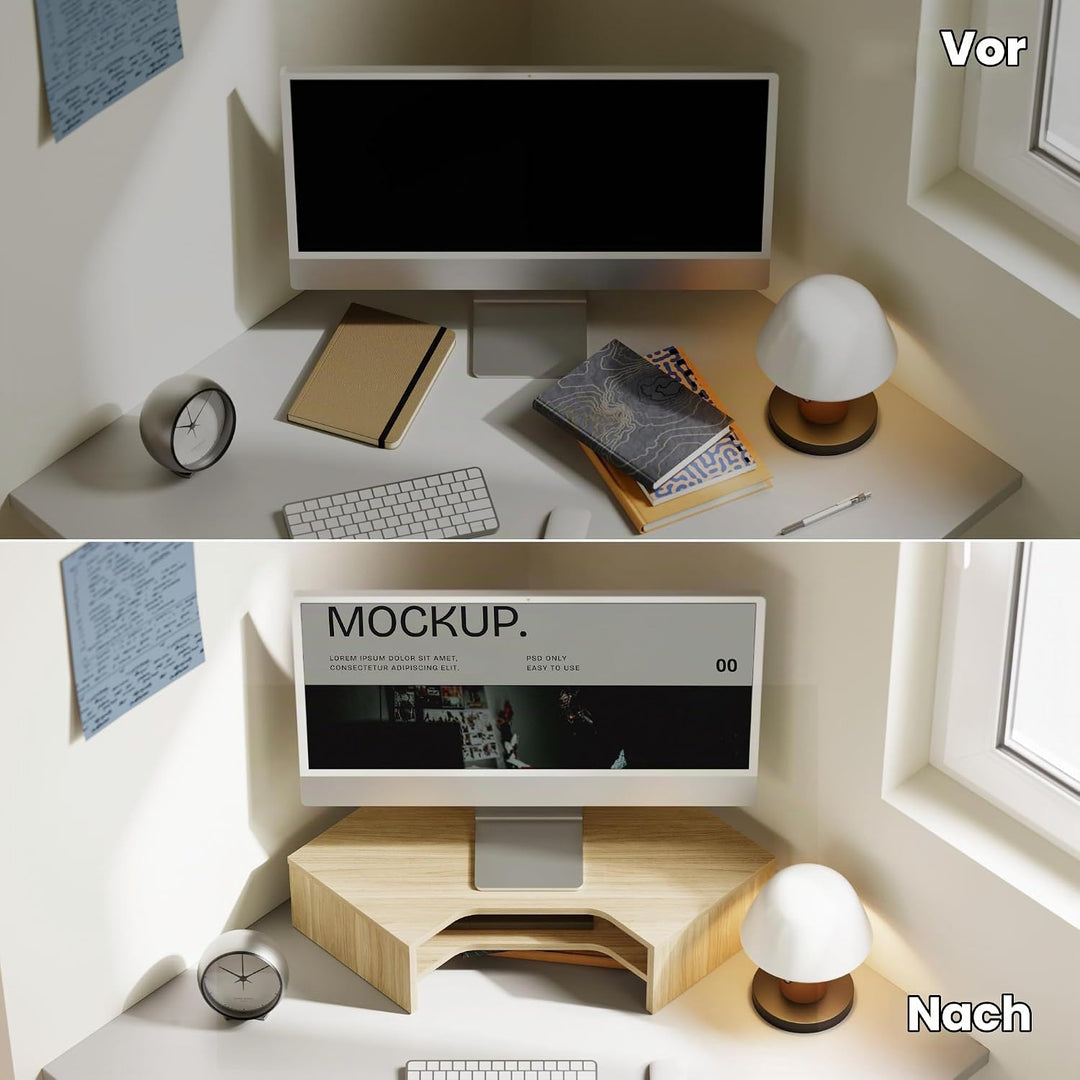 Fenge Monitorständer, L-förmig für Ecken Laptop PC, Monitor Stand, Eiche, Eiche