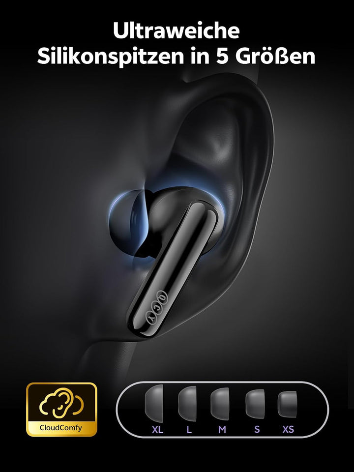 QCY MeloBuds N70 Kabellose In-Ear Kopfhörer | ANC 56dB, LDAC, Hi-Res, 6 Mikrofone, 50h Akku, Kabello