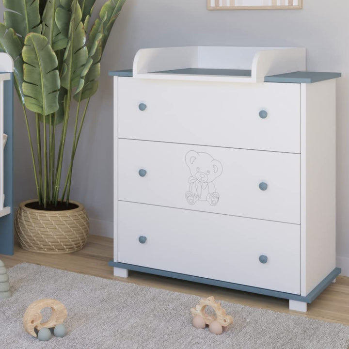 Kiki design Kommode mit Wickeltisch | 80x46 cm | Wickelkommode mit 3 Schubladen | Für Kinderzimmer |