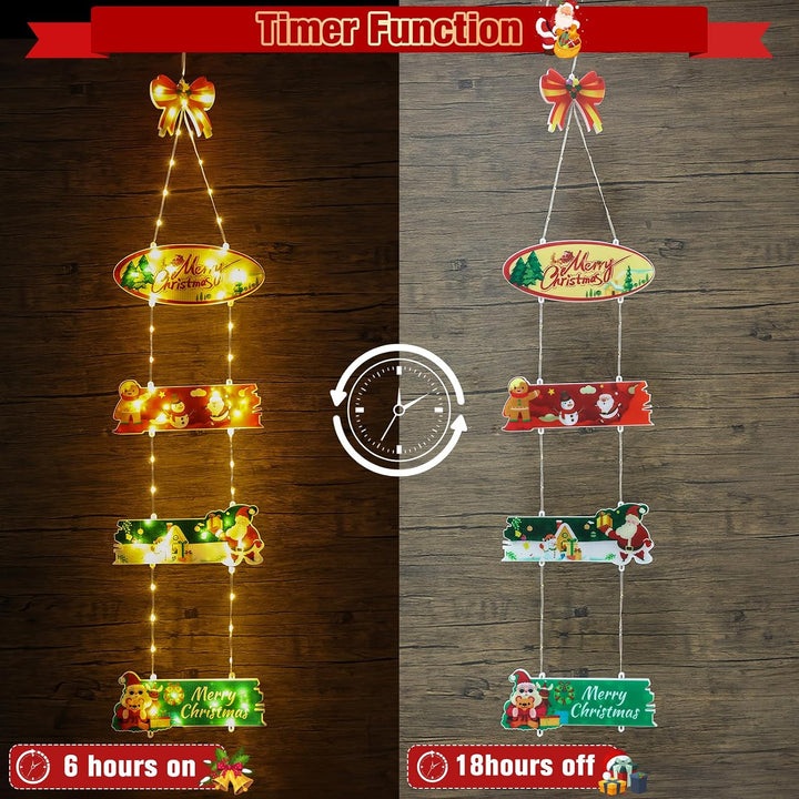 Qedertek Weihnachtsbeleuchtung Aussen Batterie, 72 LED Weihnachtskranz Warmweiss Türkranz mit Timer,