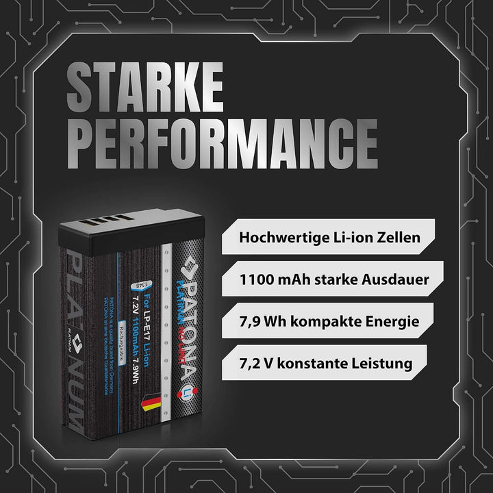 PATONA Platinum Akku LP-E17 1050mAh Kompatibel mit Canon EOS RP R50 R100 M3 M5 M6 Mark II