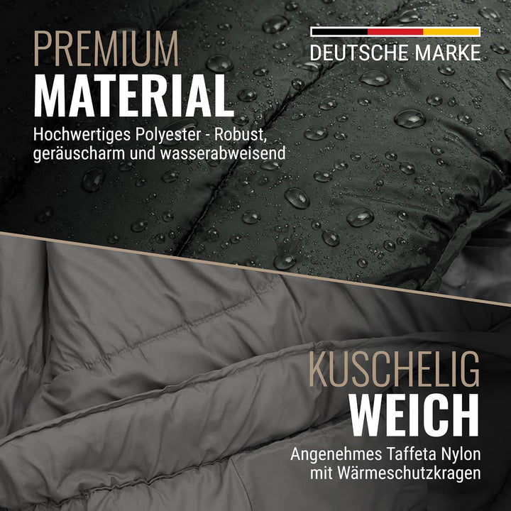 WANDERFALKE® Premium Schlafsack Erwachsene (Alpinist/Wanderer), 3-4 Jahreszeiten (480GSM) &amp; Sommersc