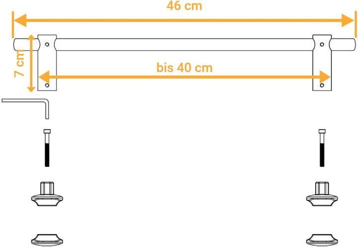 Handtuchstange gerade für Design-Badheizkörper Ovalrohren Handtuchhalter Heizungszubehör Länge 460 m