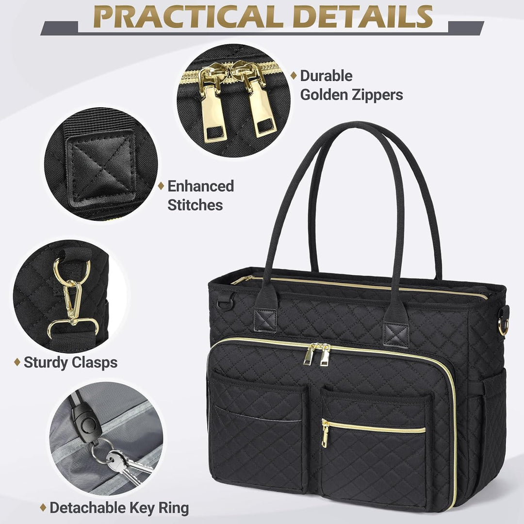 RAINSMORE Lehrertasche 15.6 Zoll Laptoptasche Aktentasche Damen Schwarz 15.6 Zoll, Schwarz 15.6 Zoll