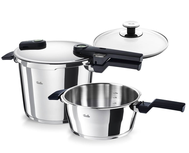 Fissler Vitaquick® Elemental Schnellkochtopf Set 3-teilig (6,0 + 3,5 L, Ø 22 cm) salbeigrün – Made i