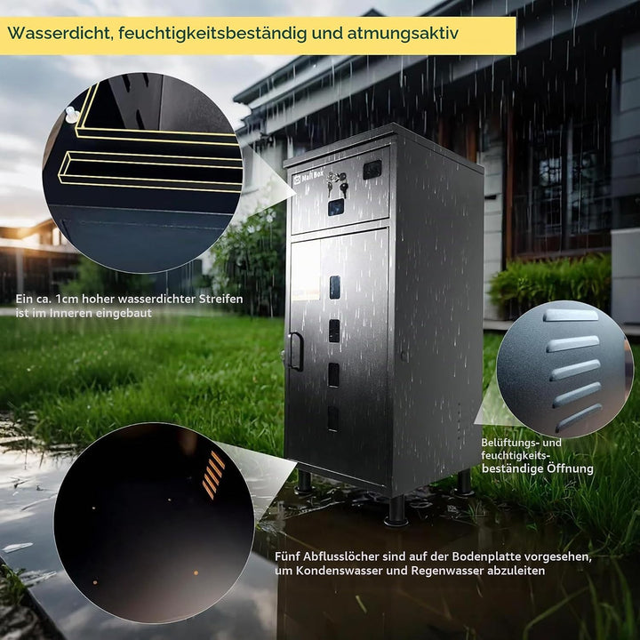 paketbox draussen gross xxl mit postbox Black/Grey, Black/Grey