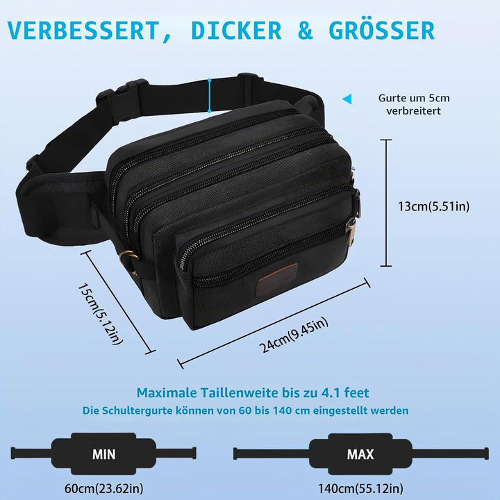 Bauchtasche Grosse Kapazität für Herren Damen, SUNSEATON Gürteltasche,Multifunktionale Sport Hüfttas