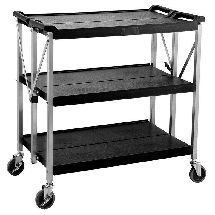 GGM Gastro | SWKH83 | Servierwagen - klappbar - aus Kunststoff 880x500mm- mit 3 Abstellflächen