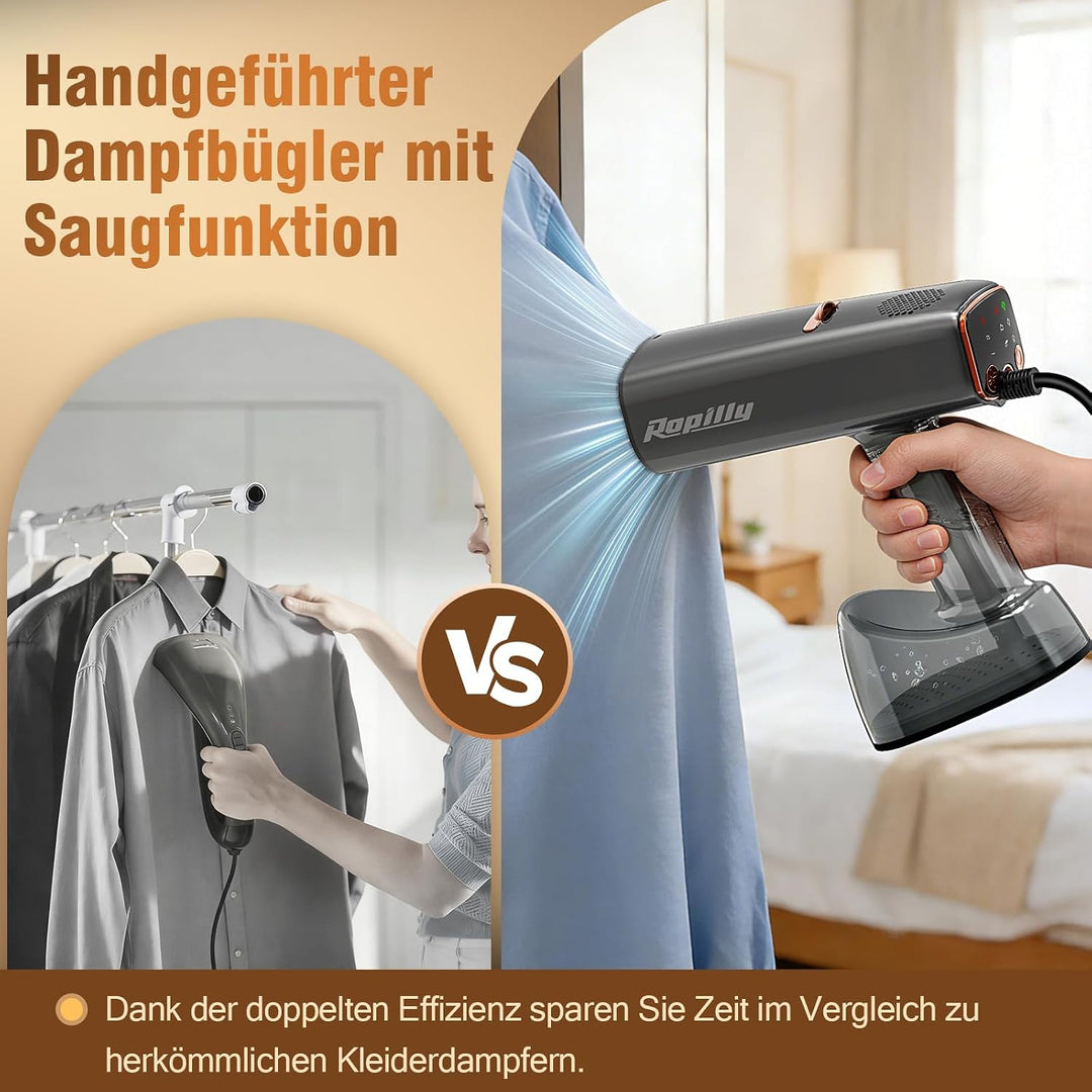 Dampfglätter mit Saugfunktion, 2100W Reisebügeleisen mit 5000Pa Saugkraft, 35 g/min Dampf, 440 ml Wa