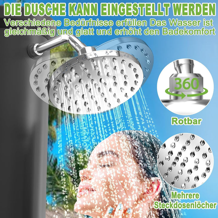 LARS360 40L Solardusche Gartendusche Duschsystem – Wassertemperatur bis 60°C, mit 180° drehbarem Reg