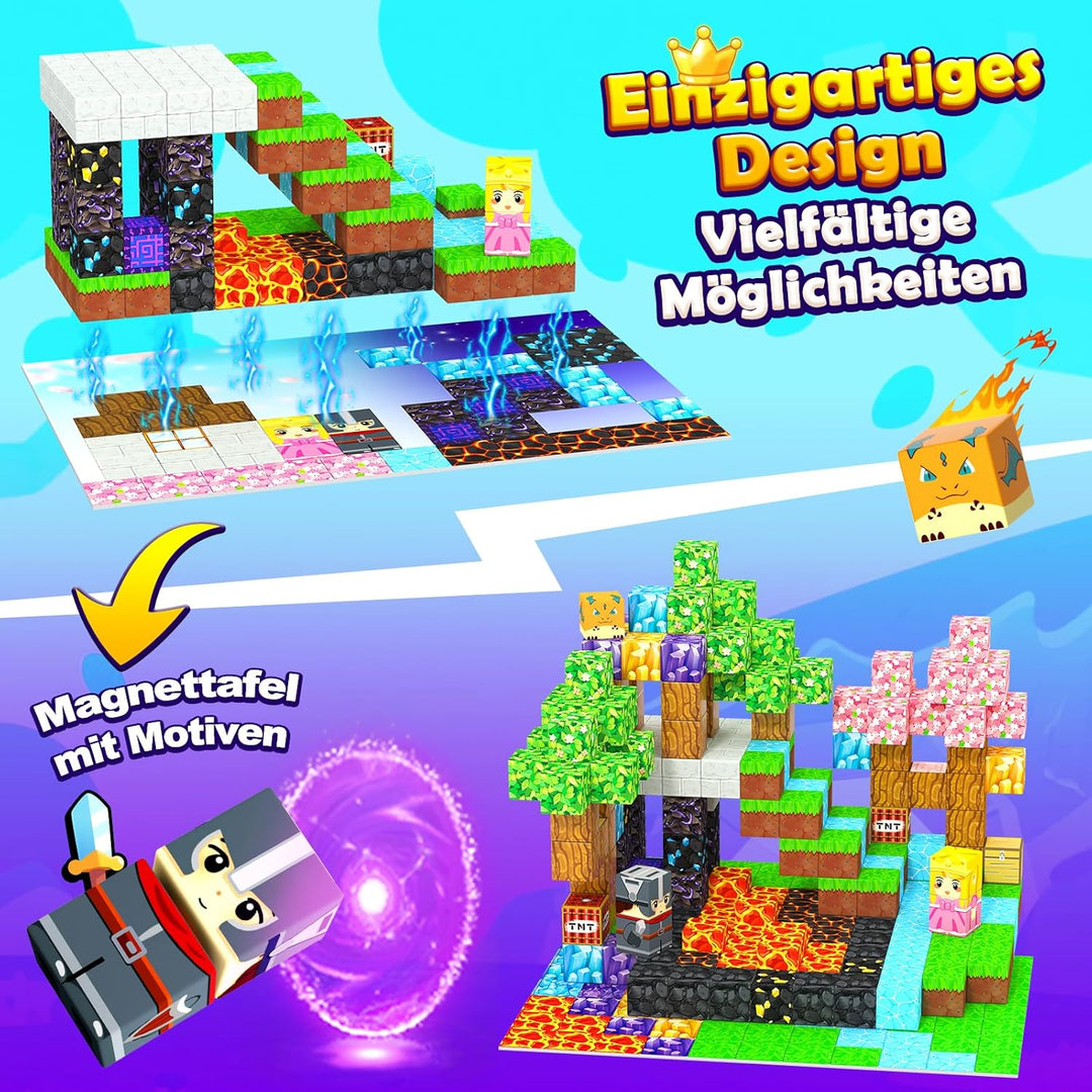 Magnetische Bausteine- Magnetbausteine Magnetspielzeug, 154 Teile Magnetische Bauwelt Spielzeug, Bau