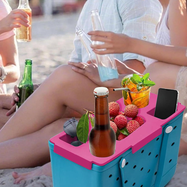 Strandtasche Getränkehalter Topper Snacks Und Getränkehalter Für Warmes Rosa., Warmes Rosa.