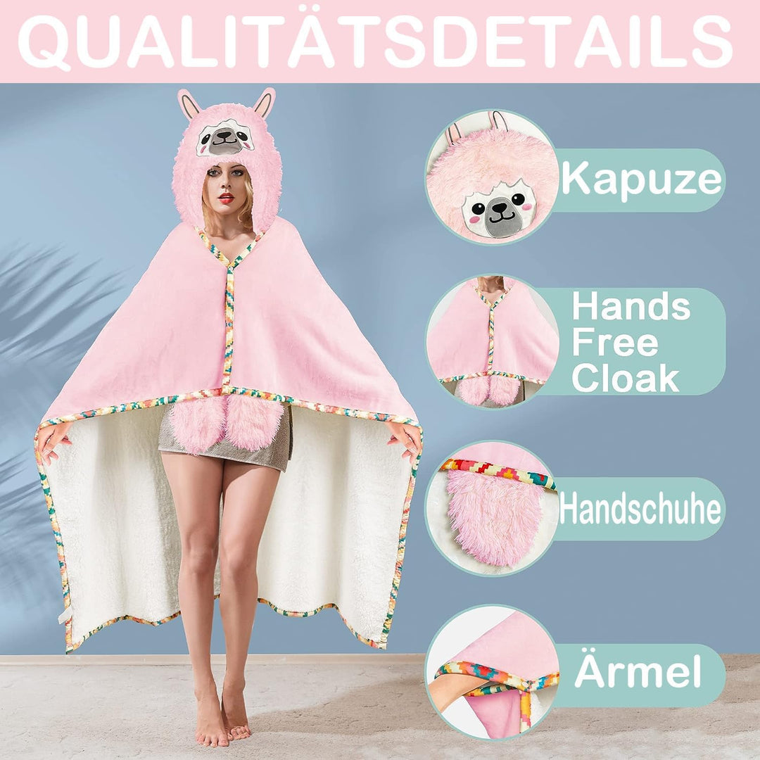 iyoimono Rosa Lama Alpaka Tragbare Decke Lama Alpaka Geschenke Sofadecke Kuscheldecke Lama Alpaca We