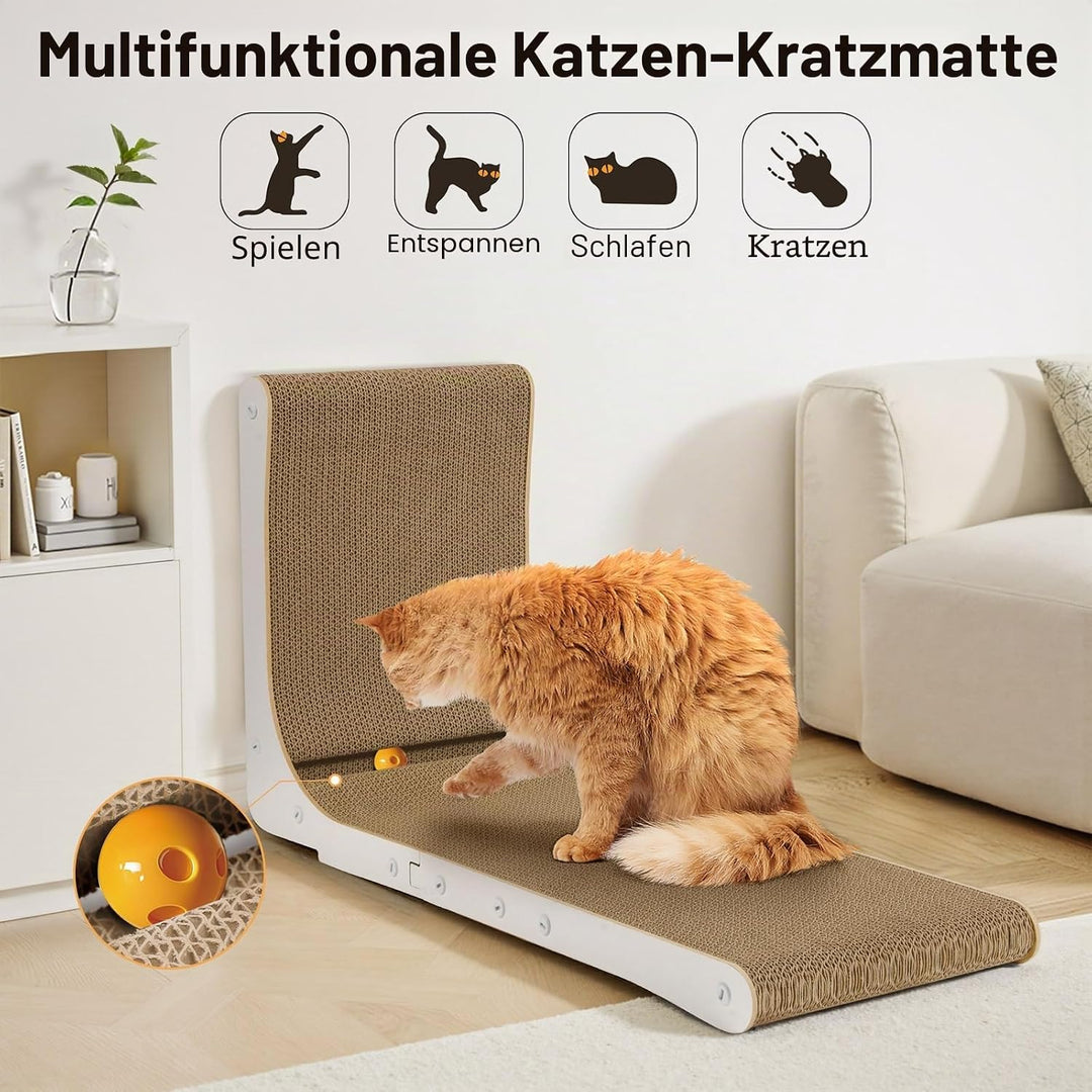 Gimars Hohe 68cm L förmige Kratzbrett Katze mit Ball, Vertikaler kratzpappe für Katzen, Langlebiges