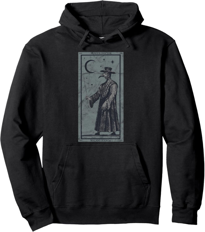 Occult Plague Doctor Tarot Card Black Death Baphomet Devil Pullover Hoodie