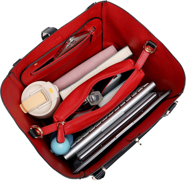 sqlp Damen Henkeltaschen Leder Gross Kapazität Shopper Tasche Student Schultasche Arbeit Handtasche