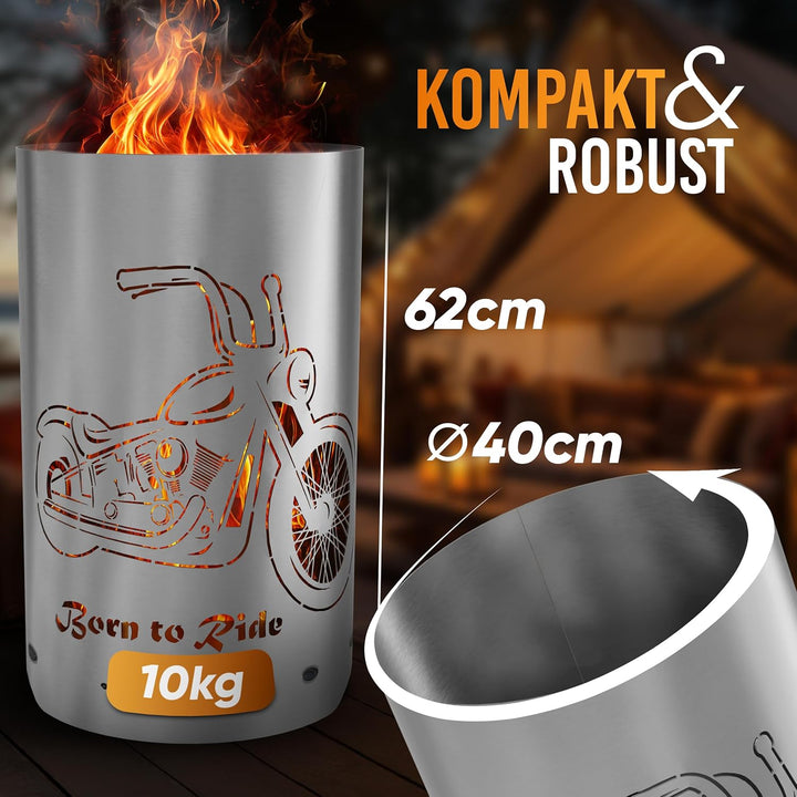 Coole Feuertonne/Feuerkorb mit Motiv Born to Ride