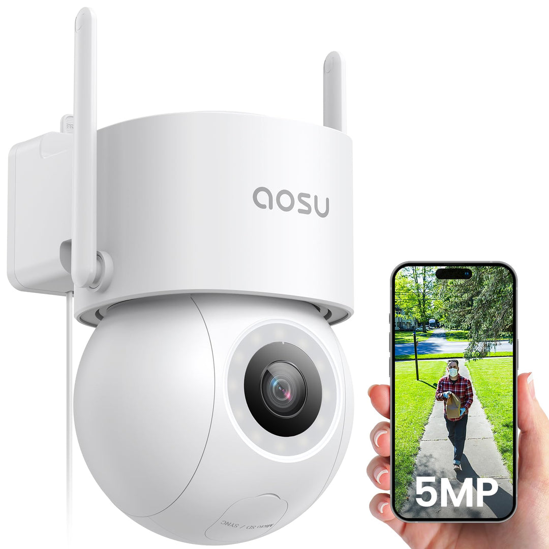 AOSU 3K 5MP Überwachungskamera Aussen,Kabel WLAN Kamera Outdoor Überwachung aussen Mit 400Lm Spotlig