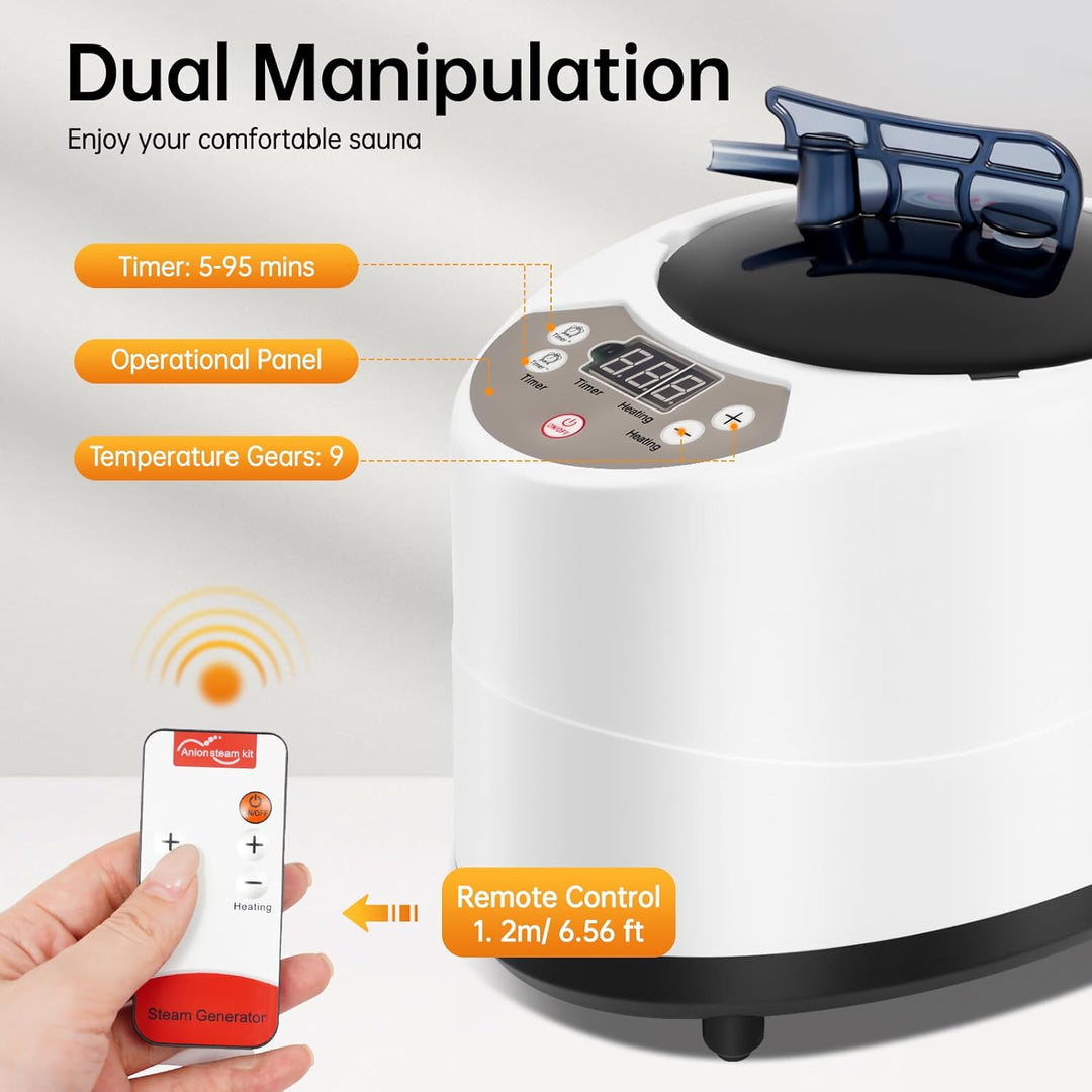 Sauna Dampferzeuger, 1000W 3L Tragbare Dampfsauna Dampfgenerator, Mini Dampfsauna mit Timer und Fern