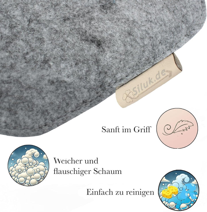 SILUK gemütliches Sitzkissen aus Filz 40cm x 40 cm - Komfortable Waschbare - 4er Set Grau I Schwarz