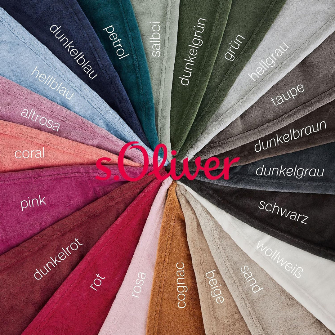 s.Oliver Kuschelsoft Decke 150x200 cm - flauschig, warm &amp; waschbar, Kuscheldecke dunkelrot Uni 150 x