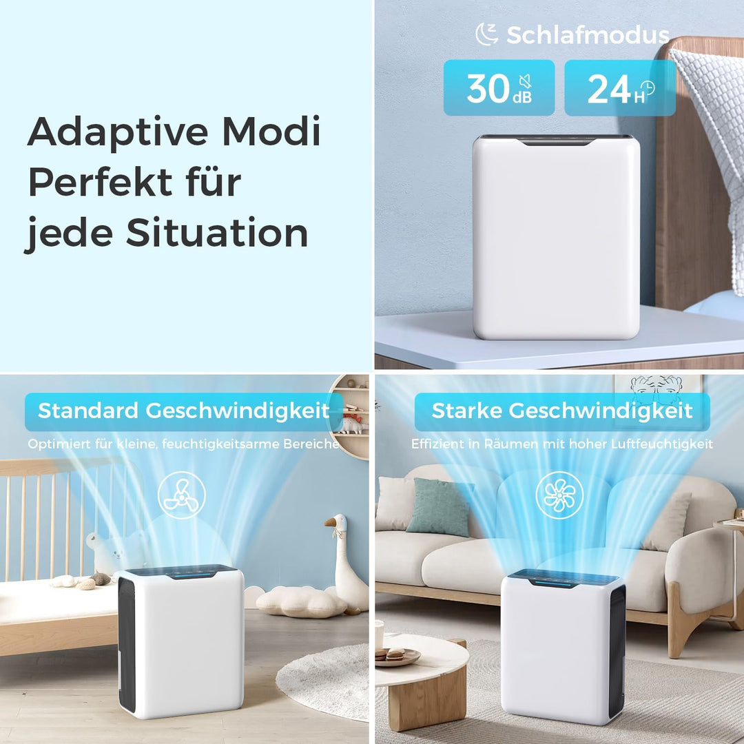 Luftentfeuchter 3000ml, 30dB Leiser für 20㎡ Schlafzimmer, Badezimmer
