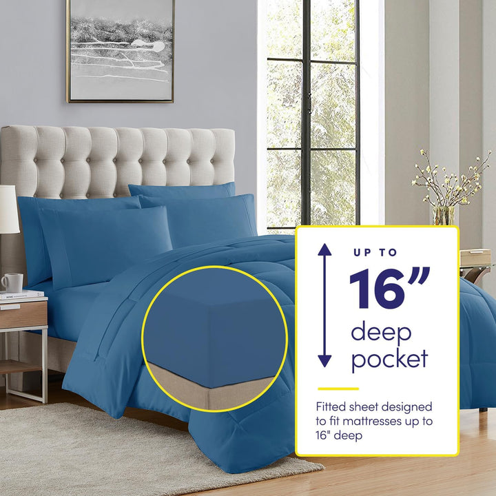 Sweet Home Collection 5 Piece Comforter Set Bag Solid Color All Season Soft Down Alternative Blanket