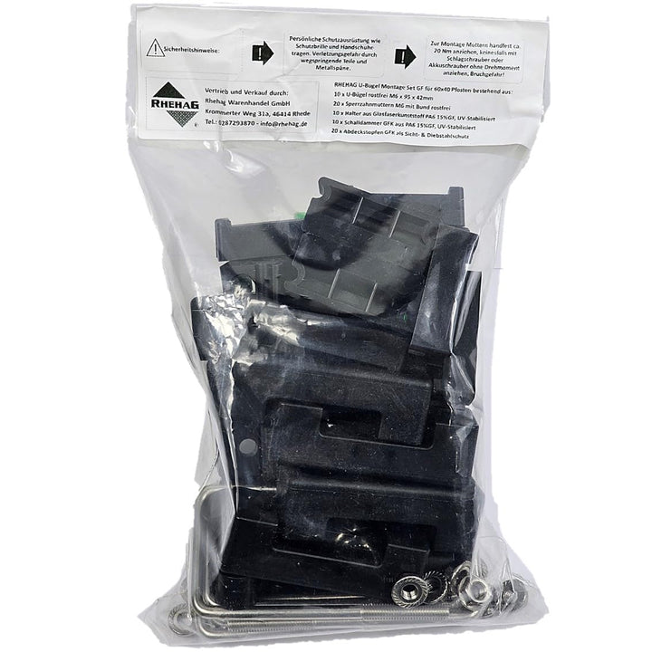 10er U-Bügel Montage Set GF 60x40 Pfosten Doppelstabmatte 10 Stück