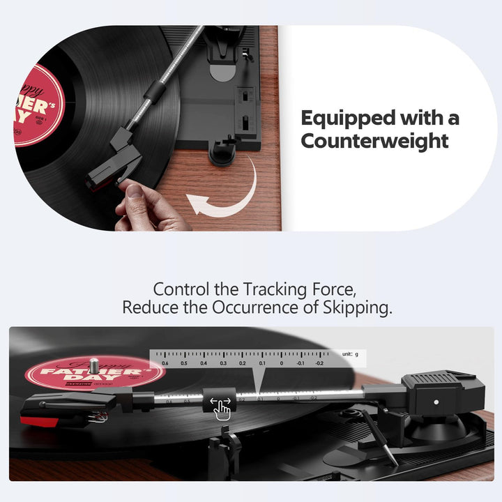 Plattenspieler, FYDEE Vinyl Plattenspieler Bluetooth Schallplattenspieler Vintage Turntable mit Eing
