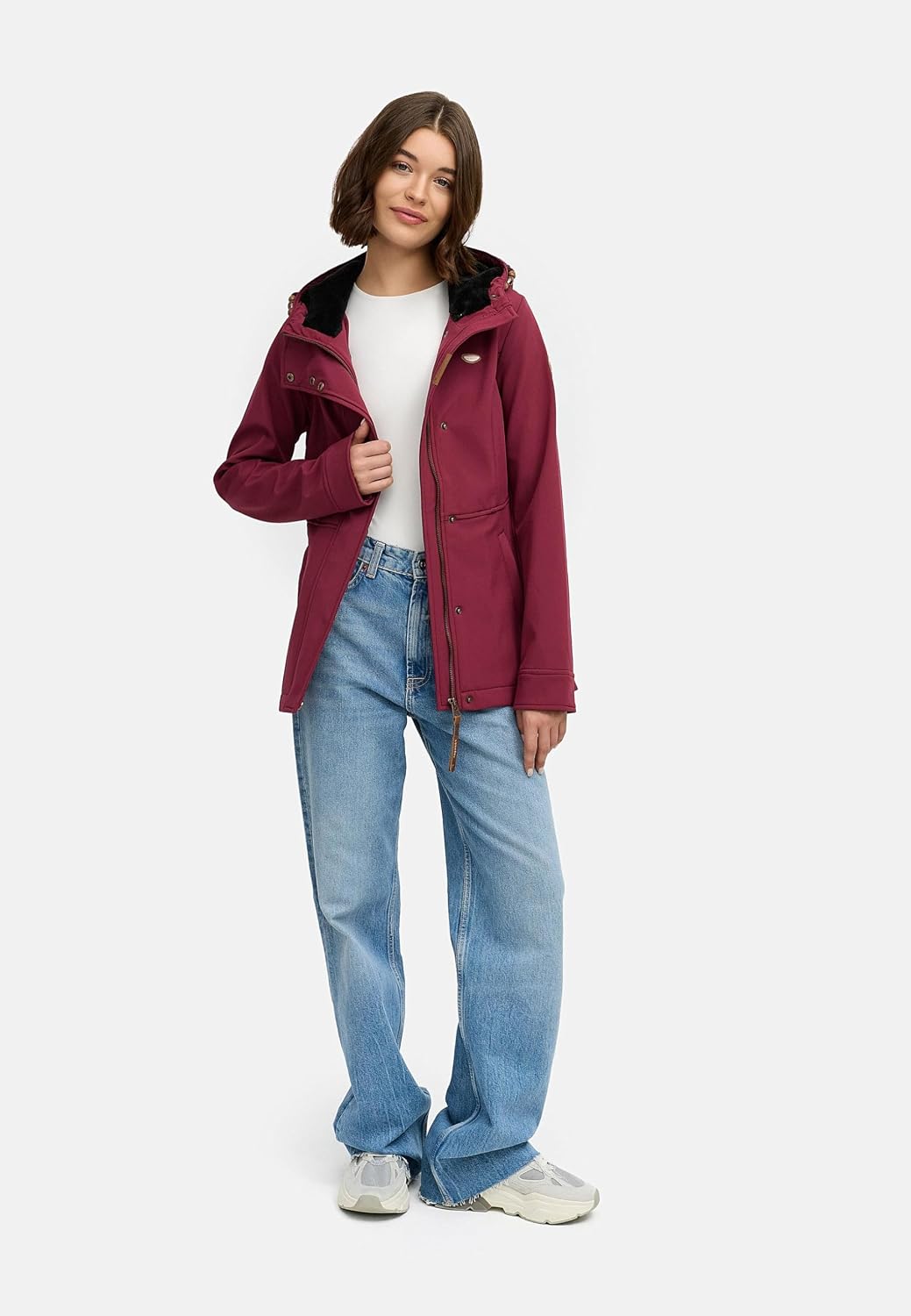 Ragwear Damen Sotfshelljacke Übergangsjacke mit Teddyfleece-Kapuze Yba Intl XS-6XL S Wine25, S Wine2