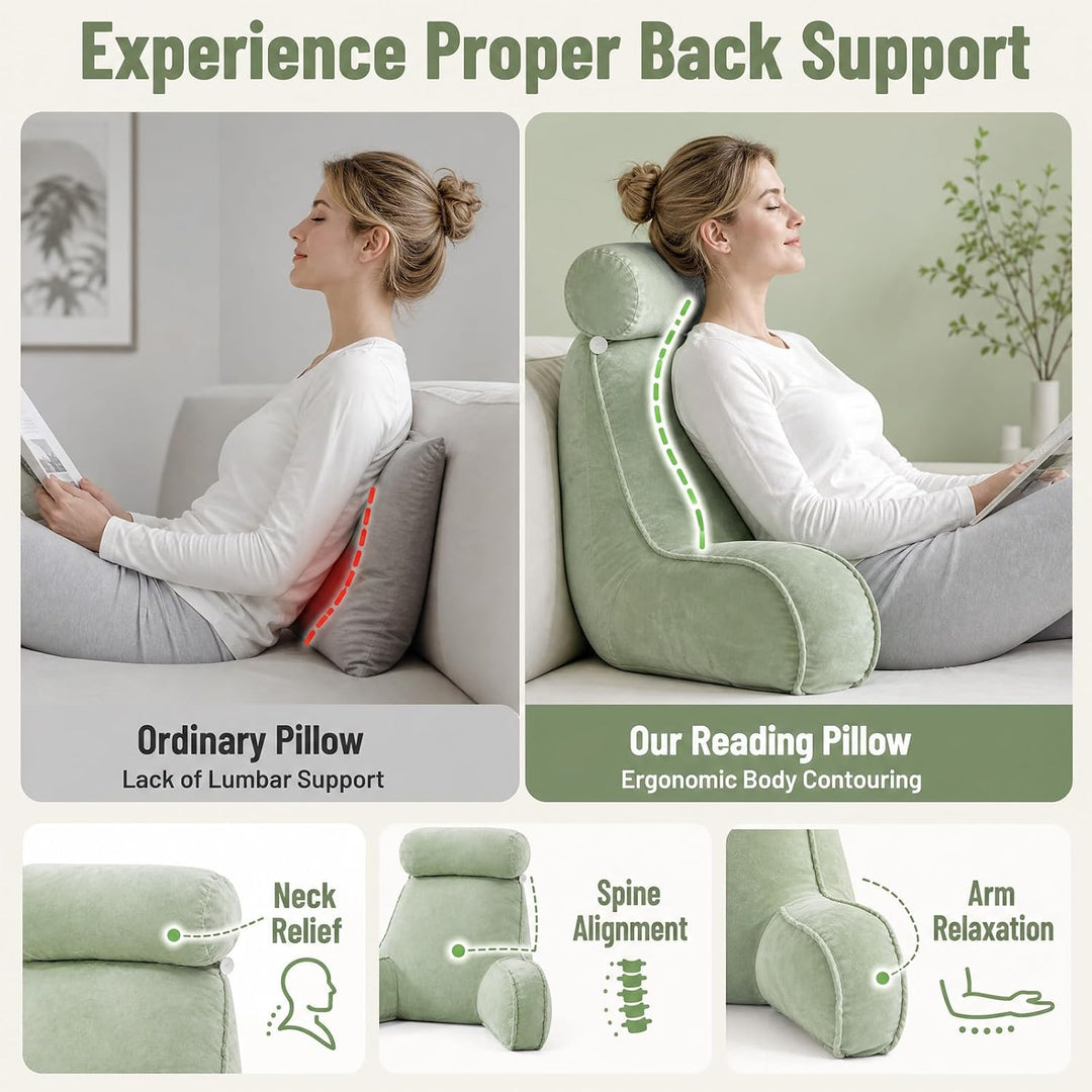 Lesekissen für Bett und Sofa, Rückenkissen Sitzkissen mit RüCkenlehne mit Handgelenkstütze, Armlehne