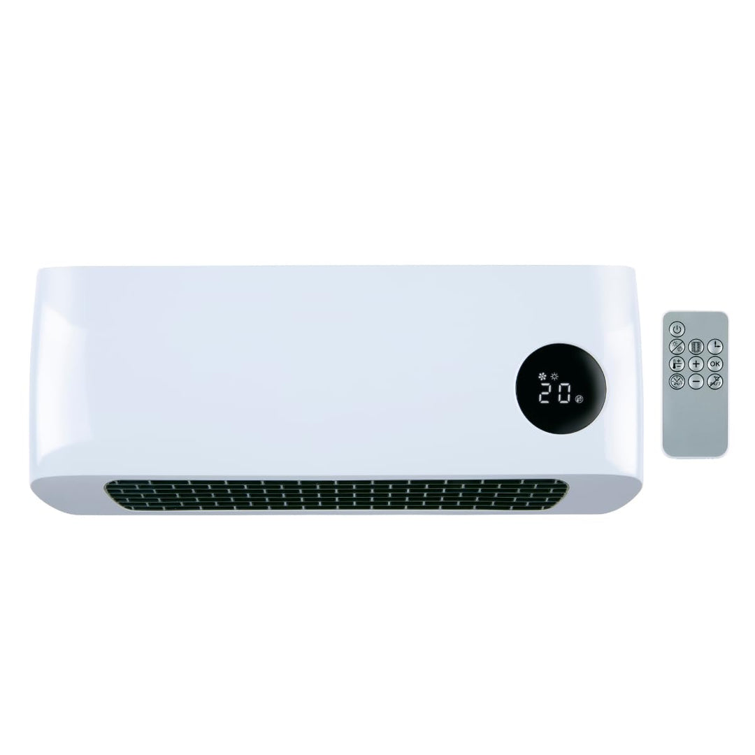 alpina Wand Heizlüfter 2000W – Keramik Heizstrahler mit 2 Leistungsstufen und Timer – Digital Thermo