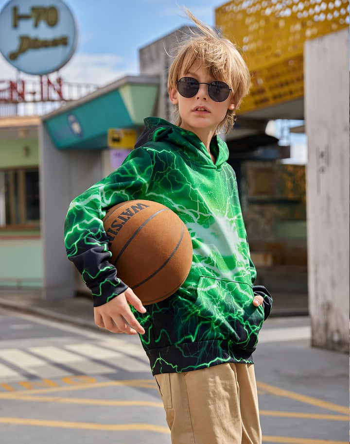 AIDEAONE Jungen Mädchen 3D Hoodie Kapuzenpullover Sweatshirt Mit Kapuze Schwarz C23 11-14 Jahre, Sch