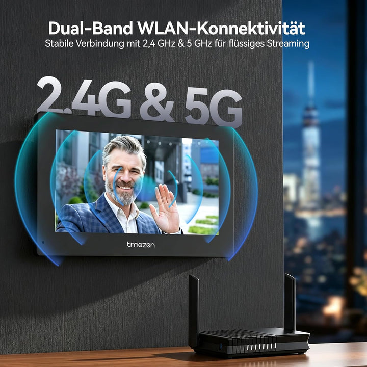 TMEZON WLAN 1080P Video Türsprechanlage mit 7" Touchscreen und Türöffner, Metall-Türklingel mit Kame