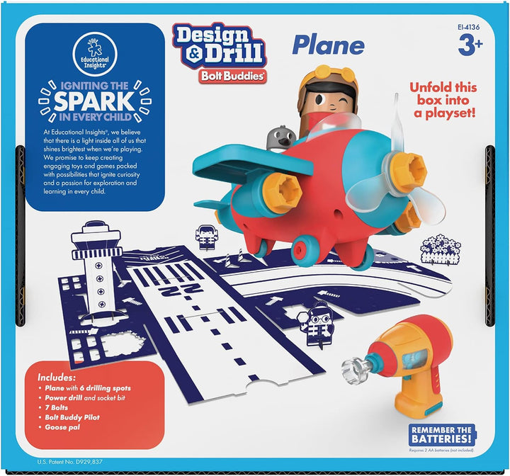 Learning Resources Design &amp; Drill Schrauberkumpel Flugzeug, Flieger-Spielset mit Flugzeug und Pilotf