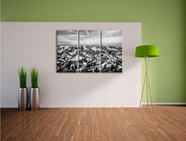 Pixxprint Alpen als Leinwandbild | Grösse: 3 Teilig (120x80) | Wandbild| Kunstdruck | fertig bespann