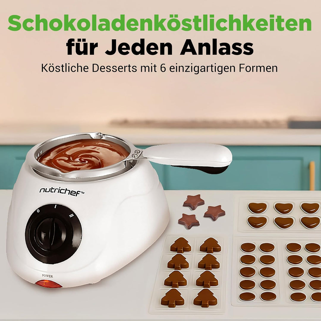 NutriChef Schokoladenfondue-Set – elektrischer Schokoladenschmelzer, Schokoladenfondue